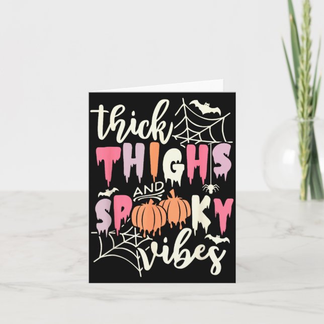 Thick Thighs And Soky Vibes Retro Groovy Halloween Card (Front)