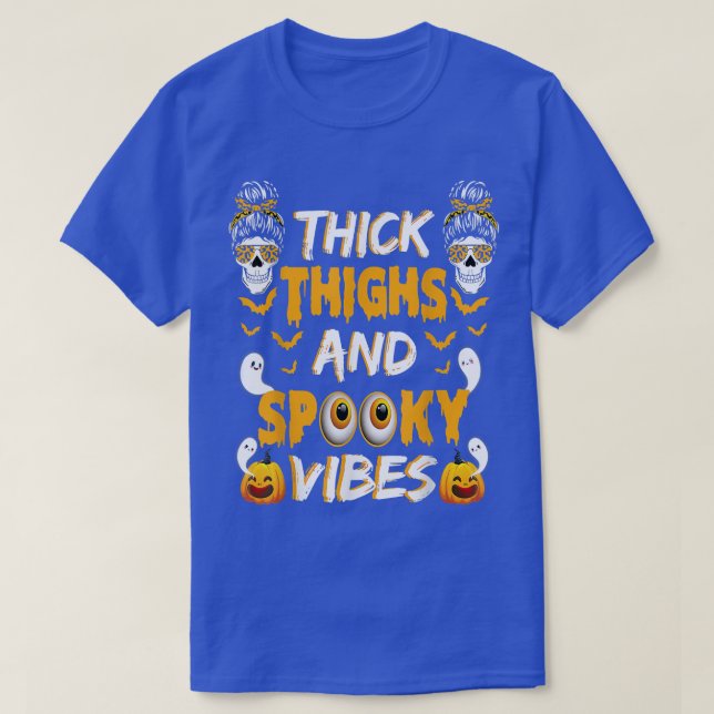 Thick Thighs And Spooky Halloween Pumpkin Lover Ho T-Shirt (Design Front)