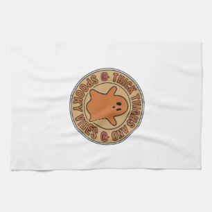 Thick Thighs and Spooky Vibes Ghost Halloween Tee_ Kitchen Towel