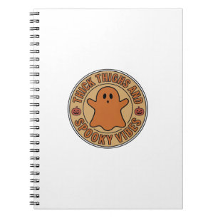 Thick Thighs and Spooky Vibes Ghost Halloween Tee_ Notebook