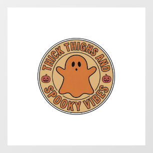Thick Thighs and Spooky Vibes Ghost Halloween Tee_ Window Cling