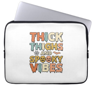 Thick Thighs and Spooky Vibes Halloween Shirt_1 Laptop Sleeve