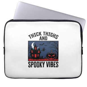 Thick Thighs And Spooky Vibes Halloween Shirt Desi Laptop Sleeve