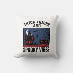 Thick Thighs And Spooky Vibes Halloween Shirt Desi Throw Pillow