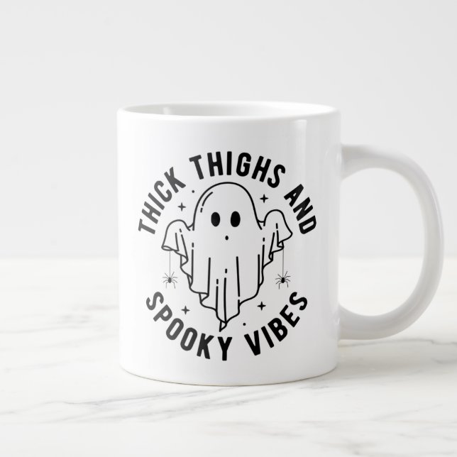 "Thick Thighs And Spooky Vibes" Large Coffee Mug (Right)