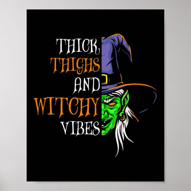 Thick Thighs And Witchy Vibes Retro Simplistic Hal Poster (Front)