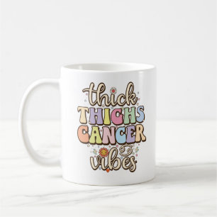Thick Thighs Cancer Vibes Retro Groovy Zodiac Sign Coffee Mug