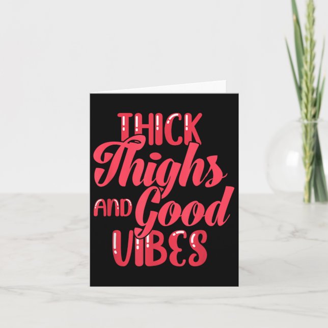 Thick Thighs Fun Tee For Fat Persons - Black, Plus Card (Front)