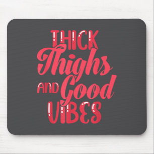 Thick Thighs Fun Tee For Fat Persons - Black, Plus Mouse Pad