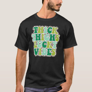 Thick Thighs Lucky Vibes St Patrick's Day leopard T-Shirt