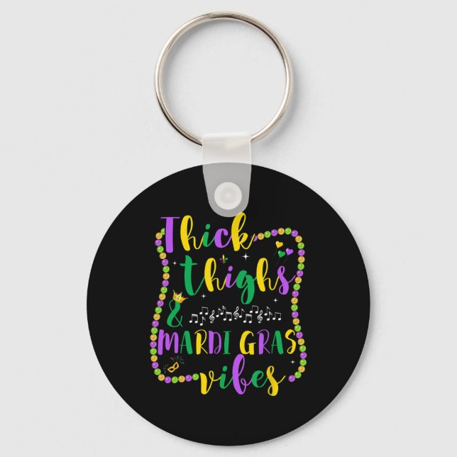 Thick Thighs Mardi Gras Vibes Womens  Keychain (Front)