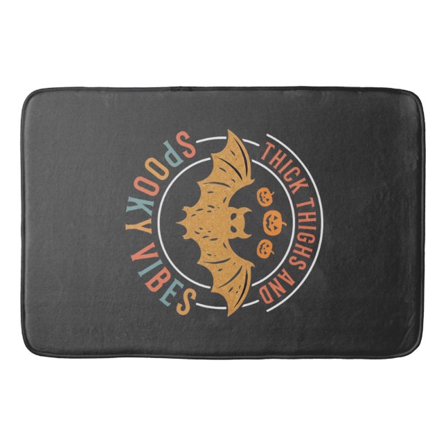 Thick Thighs Spooky Vibes Halloween Bat Design_1 Bath Mat (Front)