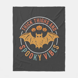 Thick Thighs Spooky Vibes Halloween Bat Design_1 Fleece Blanket