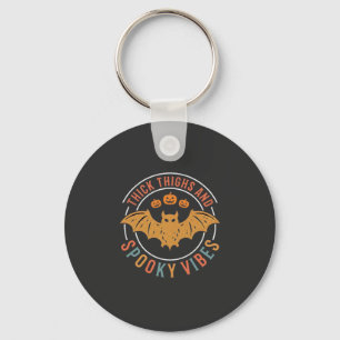 Thick Thighs Spooky Vibes Halloween Bat Design_1 Keychain