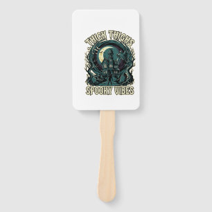 Thick Thighs Spooky Vibes Halloween Haunted House  Hand Fan