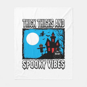 Thick Thighs Spooky Vibes Halloween Shirt Design_1 Fleece Blanket