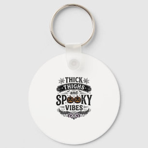Thick Thighs Spooky Vibes Halloween Shirt Design_1 Keychain