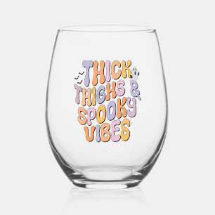 Thick Thighs & Spooky Vibes Stemless Wine Glass