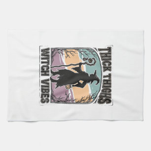Thick Thighs Witch Vibes Vintage Halloween Tee_1 Kitchen Towel