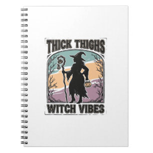 Thick Thighs Witch Vibes Vintage Halloween Tee_1 Notebook