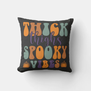 Thick Thigs Spooky Vibes-Halloween-Pumpkin-Funny Throw Pillow