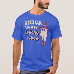 Thick Tighs Witchy Vibes Retro Halloween Celestial T-Shirt