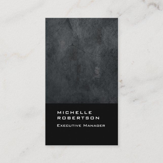 Thick vertical elegant modern plain grey black business card (Front)