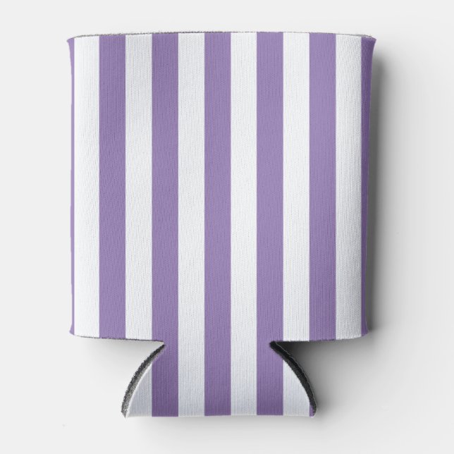 Thick Vertical Stripes Striped Lavender    Can Cooler (Front)