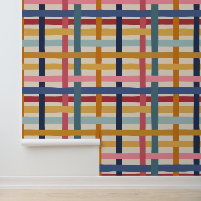 Thick Wobbly Plaid - Colourful Retro Summer Wallpaper (Application)