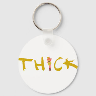 Thick Woman in a Polka Dot Dress Keychain