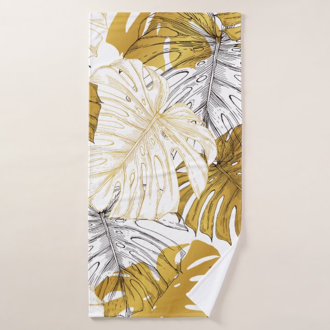 Thickets from a monstera plant. Image of golden an Bath Towel (Bath Towel)