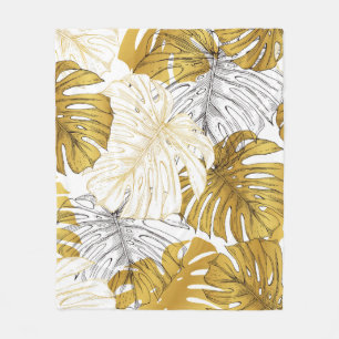 Thickets from a monstera plant. Image of golden an Fleece Blanket