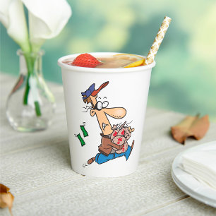 Thief Stealing Money Paper Cups