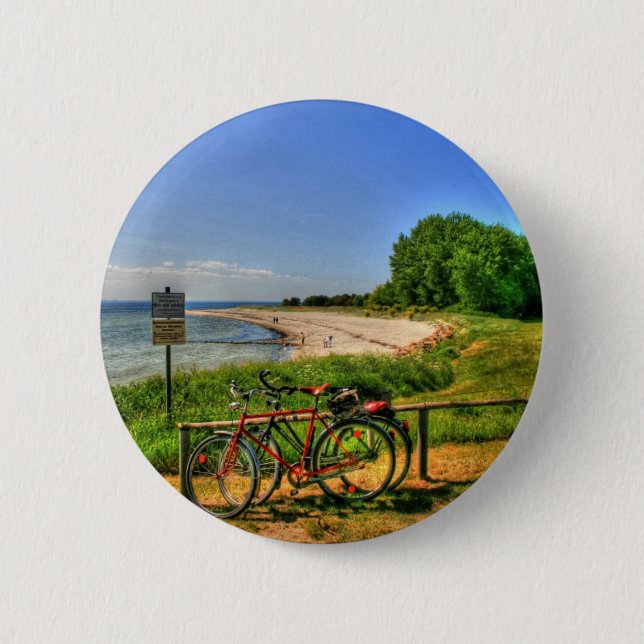 Thiessow Beach on Ruegen Island 2 Inch Round Button (Front)