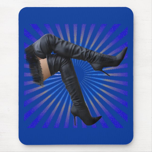 Thigh High Boot Art (blue star burst) Mouse Pad (Front)