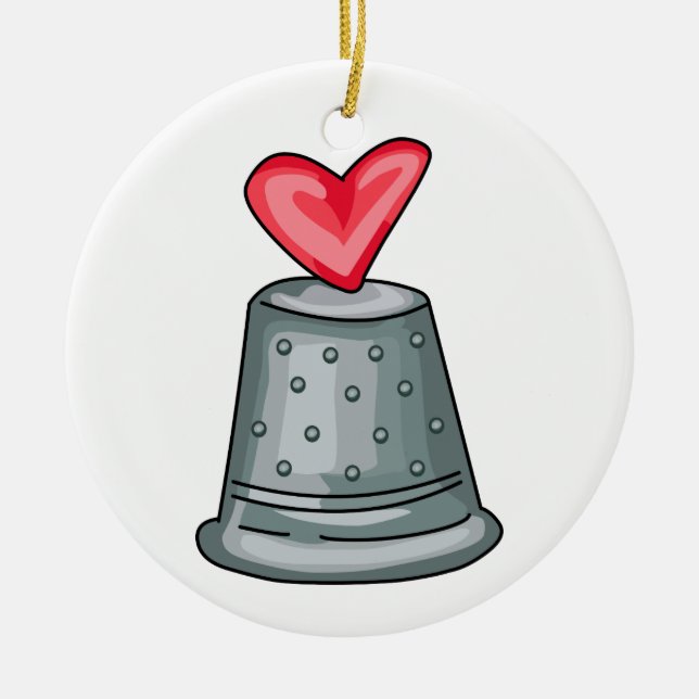 Thimble Heart Ceramic Ornament (Front)