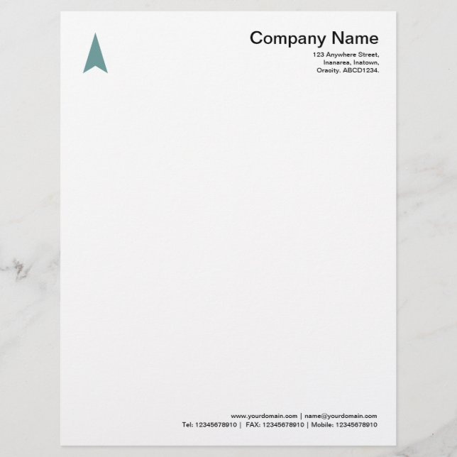 Thin Arrow - Ocean Green Letterhead (Front)