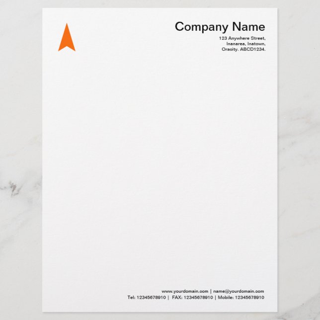 Thin Arrow - Orange Letterhead (Front)