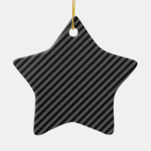 Thin Black and Grey Diagonal Stripes Ceramic Ornament