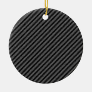 Thin Black and Grey Diagonal Stripes Ceramic Ornament
