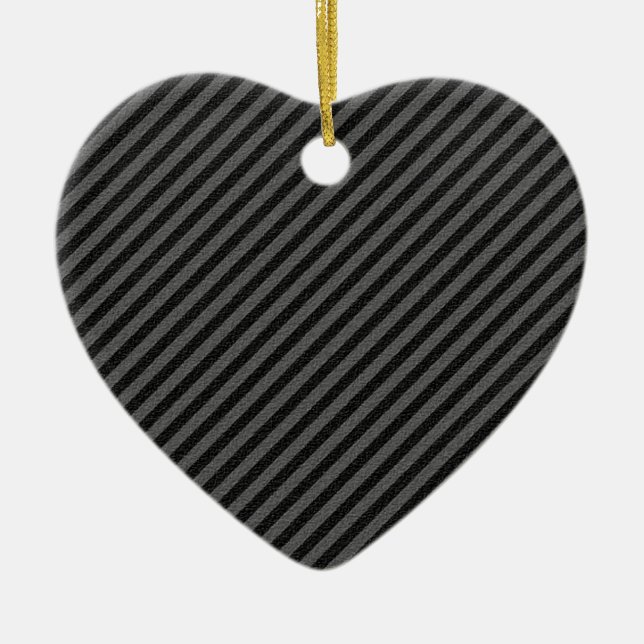 Thin Black and Grey Diagonal Stripes Ceramic Ornament (Front)