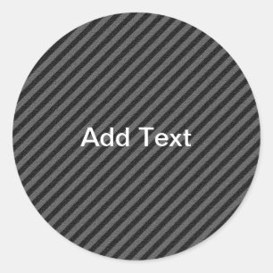 Thin Black and Grey Diagonal Stripes Classic Round Sticker