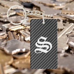 Thin Black and Grey Diagonal Stripes Keychain