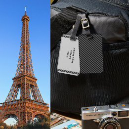 Thin Black and Grey Diagonal Stripes Luggage Tag