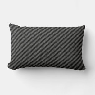 Thin Black and Grey Diagonal Stripes Lumbar Pillow