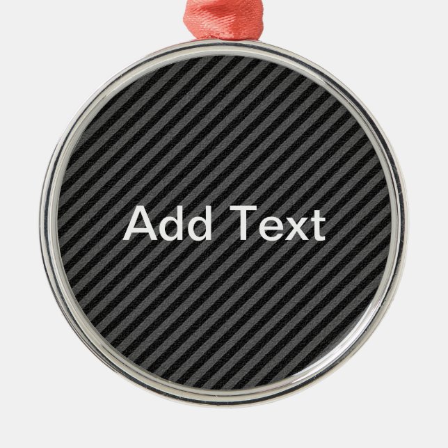 Thin Black and Grey Diagonal Stripes Metal Ornament (Front)
