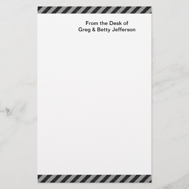 Thin Black and Grey Diagonal Stripes Stationery (Front)