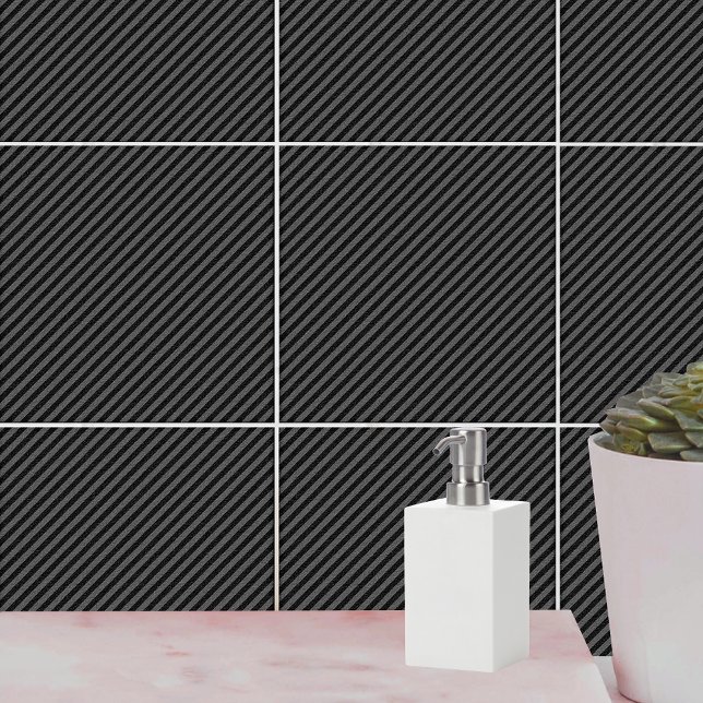 Thin Black and Grey Diagonal Stripes Tile (Thin Black and Gray Diagonal Stripes Tile)