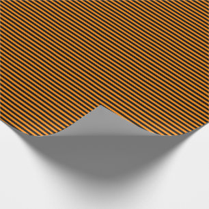 Thin Black and Orange Stripes Wrapping Paper