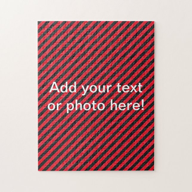 Thin Black and Red Diagonal Stripes Jigsaw Puzzle (Vertical)